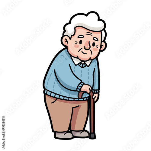 Elderly man with cane