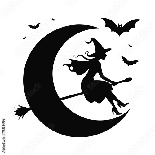 witch flying on broom