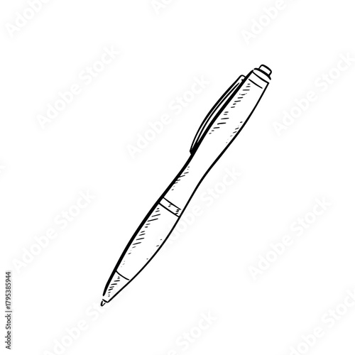 Pen illustration, Ballpoint pen hand drawn vector.