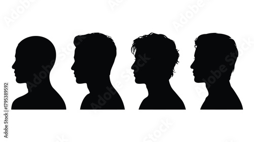 Diverse male silhouettes showcase individual styles, perfect for branding, identity design, and representing varied perspectives in modern projects