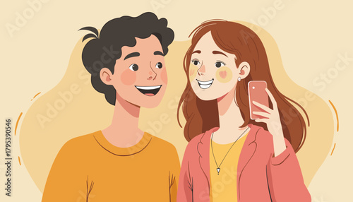 Teenagers taking a fun birthday selfie with warm smiles and cheerful expressions