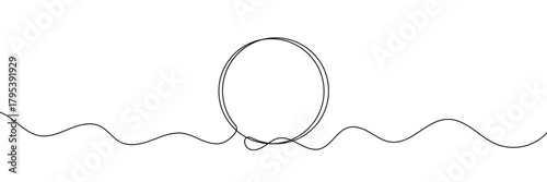 WebRound shape in continuous line art style in continuous line drawing style. Minimalist round shape sketch in black linear isolated on white background. Vector illustration .EPS 10 .