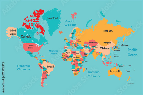 names world map vector illustration