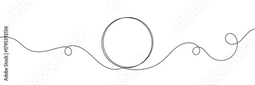 WebRound shape in continuous line art style in continuous line drawing style. Minimalist round shape sketch in black linear isolated on white background. Vector illustration .EPS 10 .
