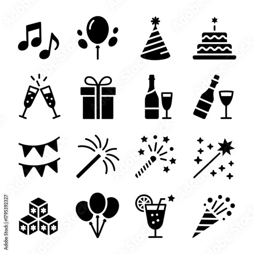 Collection of party and celebration icons