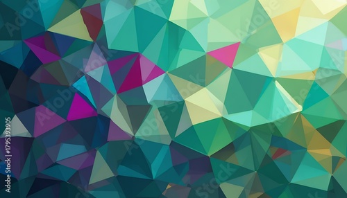 Fototapeta Naklejka Na Ścianę i Meble -  Abstract geometric polygonal pattern featuring vibrant teal blue and purple colors with dynamic