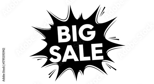 Dynamic burst graphic with prominent 'Big Sale' text, perfect for attracting customers to special offers, discounts, and promotional events with high visual impact