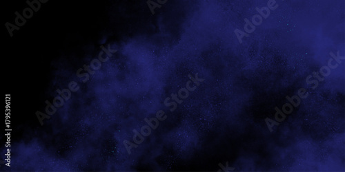 Demin Fog or smoke color isolated background for effect, text or copyspace. Blue and purple steam on a black background.