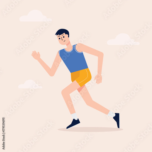Man athlete running modern illustration