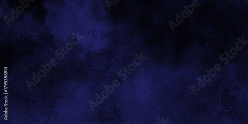 Demin Fog or smoke color isolated background for effect, text or copyspace. Blue and purple steam on a black background.