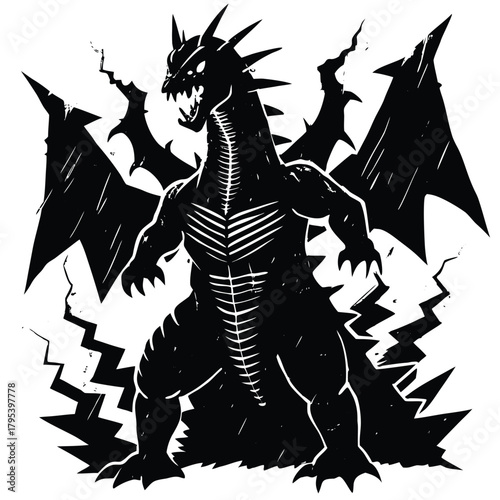 Winged Dragon Monster Vector T-Shirt (Kaiju)