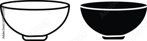 Empty Simple Serving Bowl For Soup Cereal Or Salad Vector Silhouette and Pictogram..eps