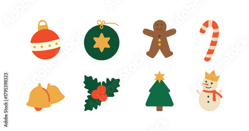 Flat Colorful Christmas Icons