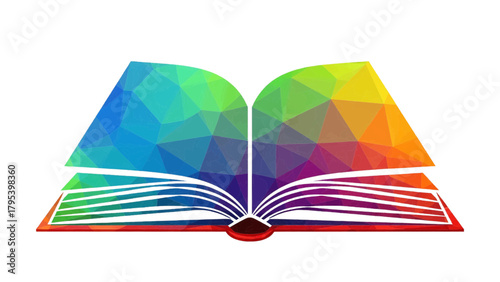 Vector illustration of colorful abstract polygon open book on a transparent background