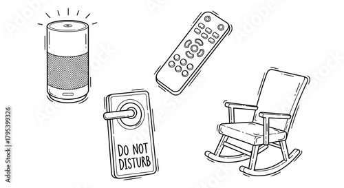 Smart speaker, remote control, rocking chair, and do not disturb sign  Age-Tech & Smart Home for Seniors