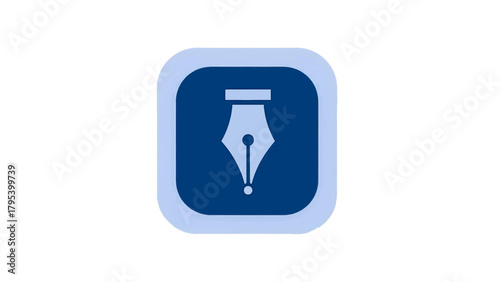 Vector illustration of blue fountain pen nib icon on a transparent background on a transparent background