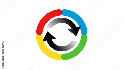 Vector illustration of circular arrows symbol representing refresh or cycle, on a transparent background