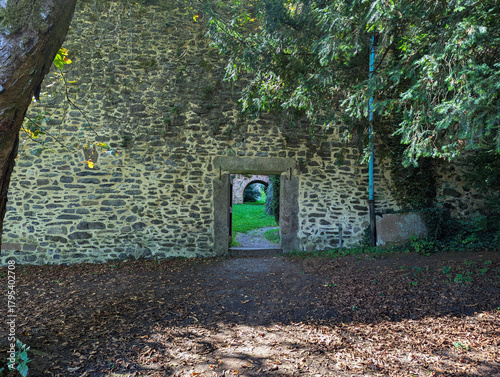 Mauer, alt, Naturstein, Tür, Durchgang, Tür, Schloss, Burg
