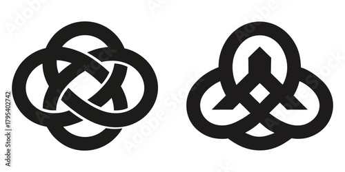 Celtic Knot Vector Set Ancient Traditional Symbol with Interwoven Shapes