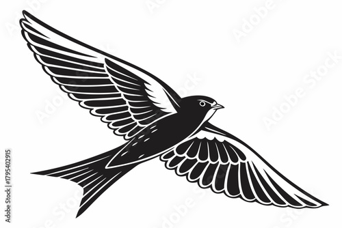 lark bird sihouette black vector white background 