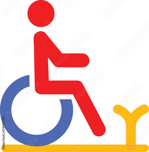 Symbol of access for disabled person in wheelchair shows inclusiveness and support for mobility challenged individuals