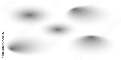 Set of shadow effects. Collection with different oval, round, and linear shadows