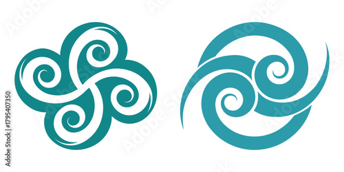 Teal spiral designs vector art illustration for creative backgrounds