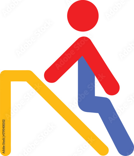 Simple Colorful Vector Icon Depicting Accessibility Ramp Symbol
