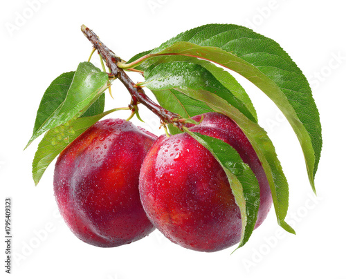 Harvesting fresh plums orchard food natural isolated on transparent background