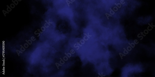 Demin Fog or smoke color isolated background for effect, text or copyspace. Blue and purple steam on a black background.