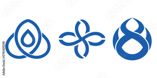 Abstract Blue Knot Designs on White Background Clean Modern Illustration