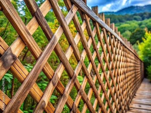 Wooden fence with a mountain in the back