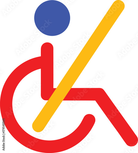 Wheelchair Prohibition Symbol Showing Access Restriction