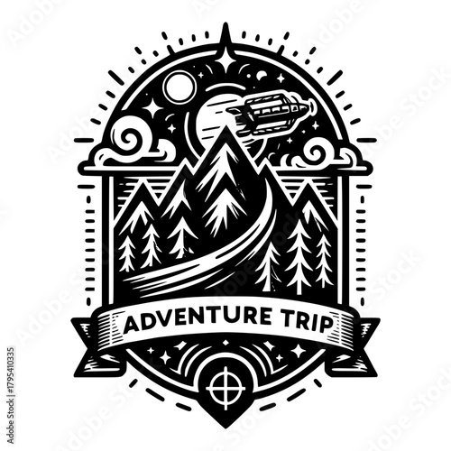 Adventure trip company logo vector image illustration