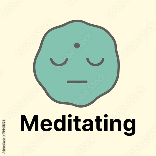 Meditating Emotion Icon for Mindfulness Apps - Vector