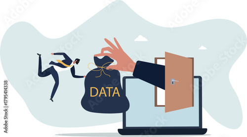 Computer hacker, cyber security, online ransomware or malware to steal personal data from computer.Life and employment of people.