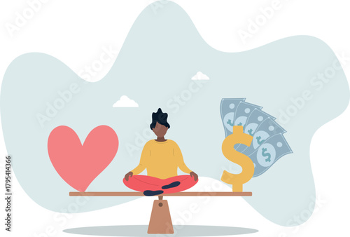 Work life balance, balancing between career to make money and personal life to enjoy with yourself or family concept.Life and employment of people.