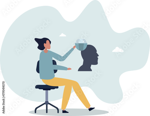 Self discovery, finding yourself searching for self value, success dream or meaning of life, exploration, inner or inside concept,Life and employment of people.