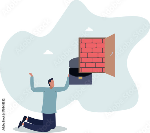 Business dead end, no way to exit or big mistake and wrong decision, obstacle and difficulty to overcome concept,Life and employment of people.