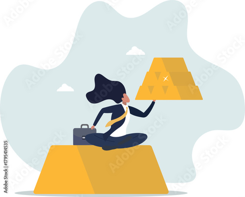 Gold investment, safe haven in financial crisis or wealth management and asset allocation concept.Life and employment of people.