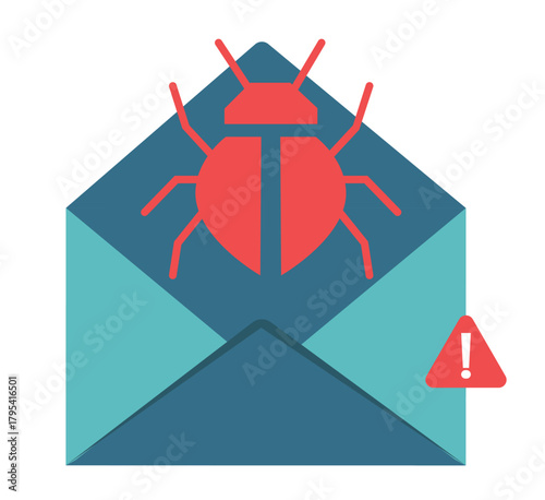 malware message concept. notification of receiving a suspicious and malicious email. virus detected warning.