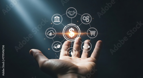 A small plant grows from a burlap sack labeled budget next to a stack of coins, symbolizing financial growth and savings