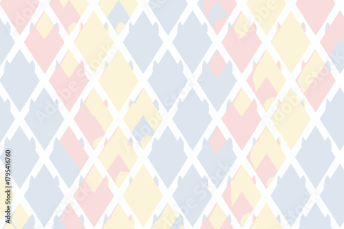 Geometric diamond pattern with red blue and yellow accents on white Keywords: geometric, diamond, pattern, red, blue