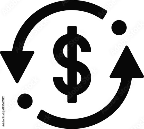 Dollar currency exchange and financial transfer icon