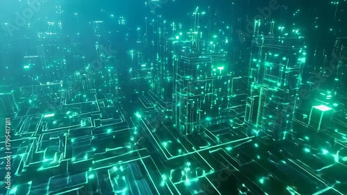 Wallpaper Mural Digital city network forming an abstract futuristic cyberspace Torontodigital.ca