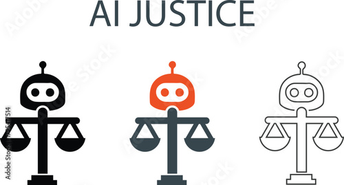 AI Justice Concept Robot on Scales of Law