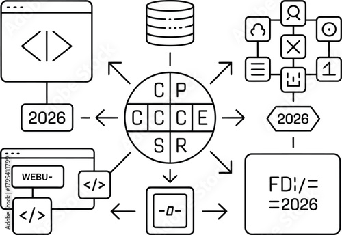 Diagram illustrating software development lifecycle and data flow