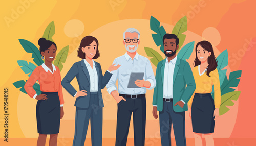 Diverse professional team portrait Multiethnic group collaborating on business strategy