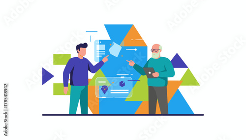 Intergenerational business team analyzing data on a virtual interface Technology and innovation concept