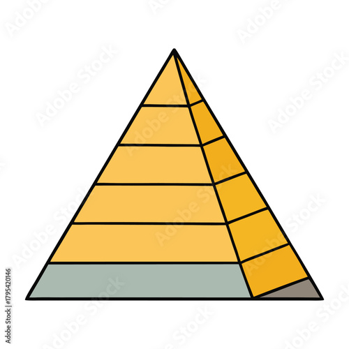 “A clean pyramid diagram stacking layers of information from broad foundations to narrow peaks, visually organizing concepts with simple geometry and balanced structure.”
